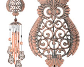 Witch/'s Bells Garden Decor Home Decor -#WCOL 10 Brass Owl Wind Chimes w Bells
