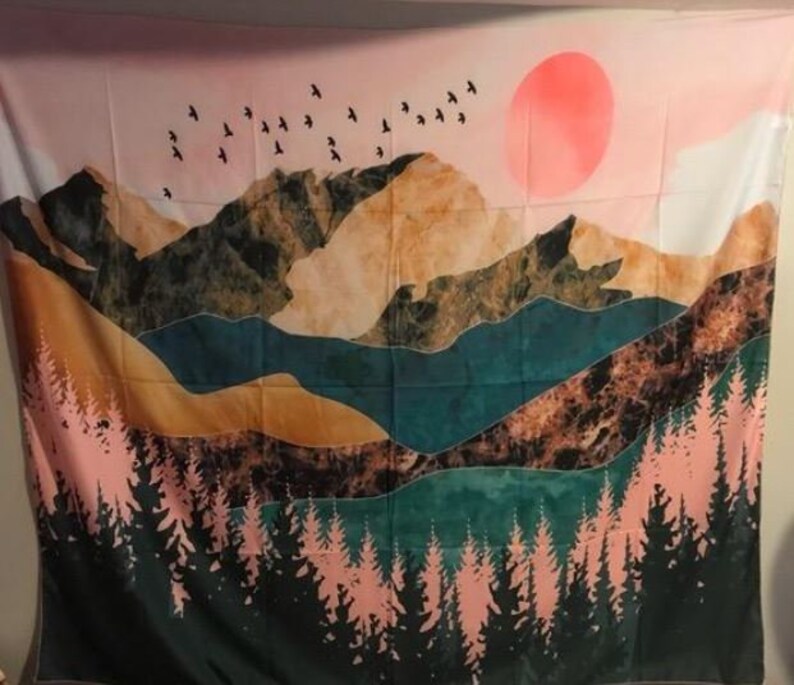 Wall Tapestry 50x60 MOUNTAIN TOPS Vibrant Beautiful Wall Etsy