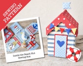 Bursting Beach Hut Box Sewing Pattern - Stitch an adorable sewing box with ingenious seaside storage Etui Box Exploding Box