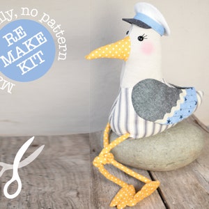 Captain Chips - Seagull Soft Toy Re-Make Kit - NO PATTERN SUPPLIED - Materials only