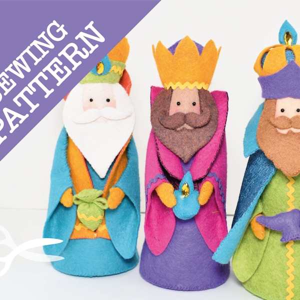 We three Kings - A quality sewing pattern to make three king figures as a Christmas decoration