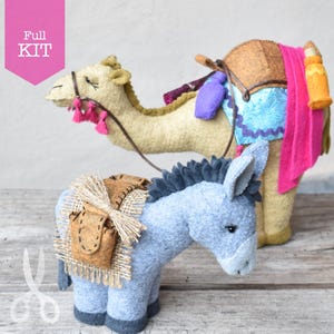Felt nativity camel and donkey full sewing kit | Little Donkey | Keepsake Christmas decorations to sew
