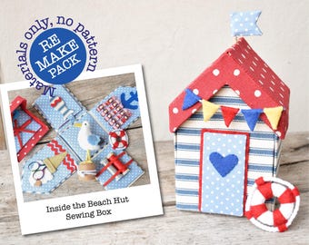 Beach Hut Etui sewing box | Burstin Beach Hut Box | Materials only | An adorable sewing box with ingenious seaside storage | Exploding Box