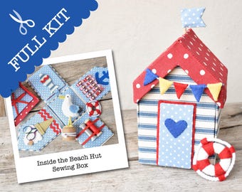 Bursting Beach Hut Box  - Full Kit -  Stitch an adorable sewing box with ingenious seaside storage | Etui Box | Exploding Box