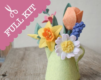 Spring Blooms Sewing Kit | Felt flowers | Sew felt flowers | Easy Sewing Kit | Quality Felt Sewing Kit | Mother's Day | Felt Flower Pattern