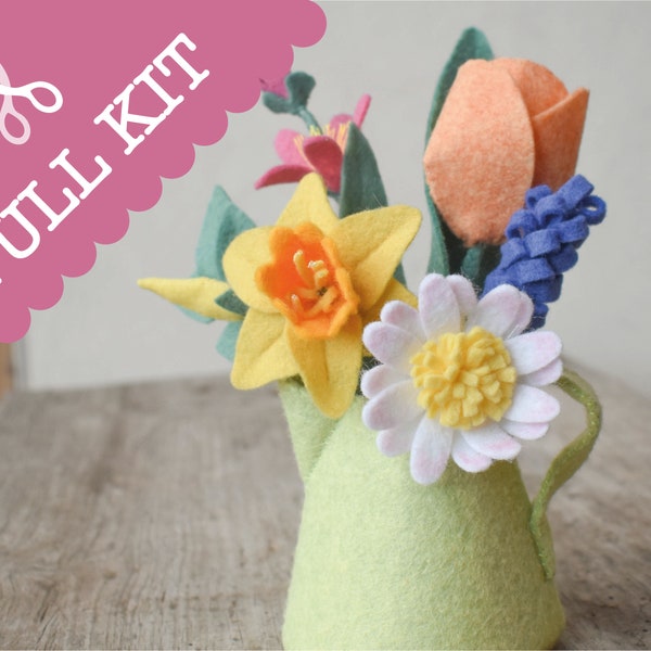 Spring Blooms Sewing Kit | Felt flowers | Sew felt flowers | Easy Sewing Kit | Quality Felt Sewing Kit | Mother's Day | Felt Flower Pattern
