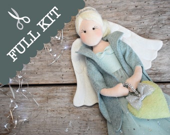 Ángel Brillante -- KIT COMPLETO -- Un kit para coser un adorable ángel o hada para la copa de tu árbol de Navidad. Kit de costura de ángel, kit de costura de hada