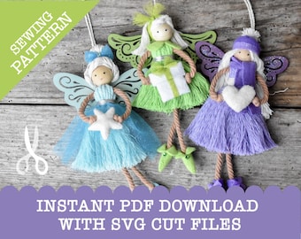 NEW Fairy Flight - PDF Pattern | SGV files | Craft three yarn doll fairies | Christmas Fairies | Quick yarn dolls | Super Simple Make