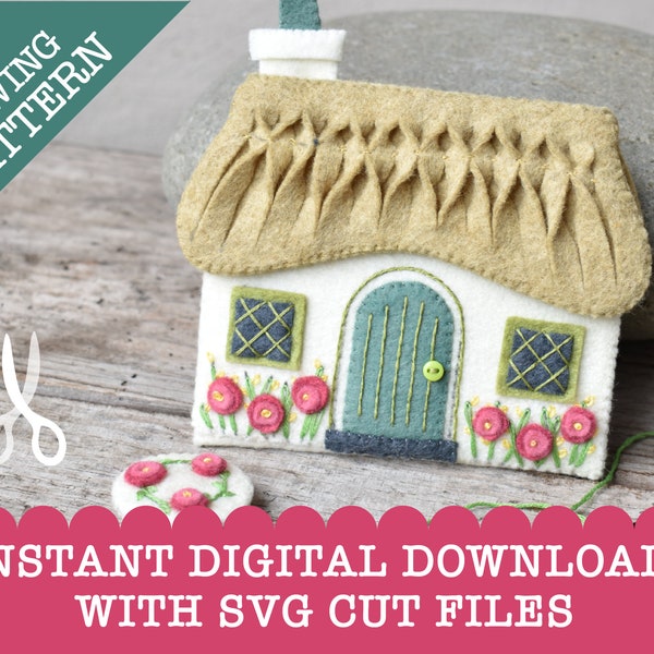 Barna Croft - A PDF and SVG Digital Download Sewing Pattern - Thatch cottage needle wallet | Mini Sewing Set | Felt Cottage