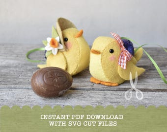 Felt chick chocolate egg holder | PDF pattern | Rockin' Chicks | Easy sewing | Creme Egg | Easter | Digital Download | Bonus Robins