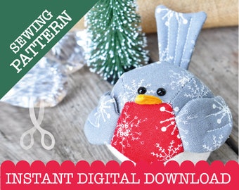 Roodborstje patchwork | Een digitale pdf-download Naaipatroon | Penti Robin | Engelse paperpiecing | Kerstdecoratie