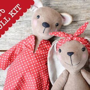 Goodnight Bear, Goodnight Bunny - A quality sewing kit to make a gorgeous bear or bunny dressed ready for bed.