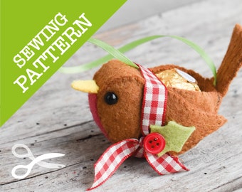 Rockin&#39; Robins - Stitch three chocolate treat tree decorations with this sewing pattern