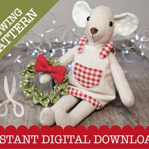 Merry the Christ-Maus - Ein PDF digitaler Download Schnittmuster | Leinen Maus | Anziehmaus | Maus Motiv