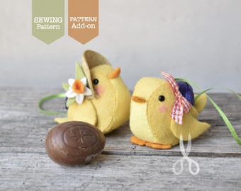PATTERN Rockin' Chicks Add-on only - Easy felt sewing pattern | Creme Egg Holder | Easter decoration