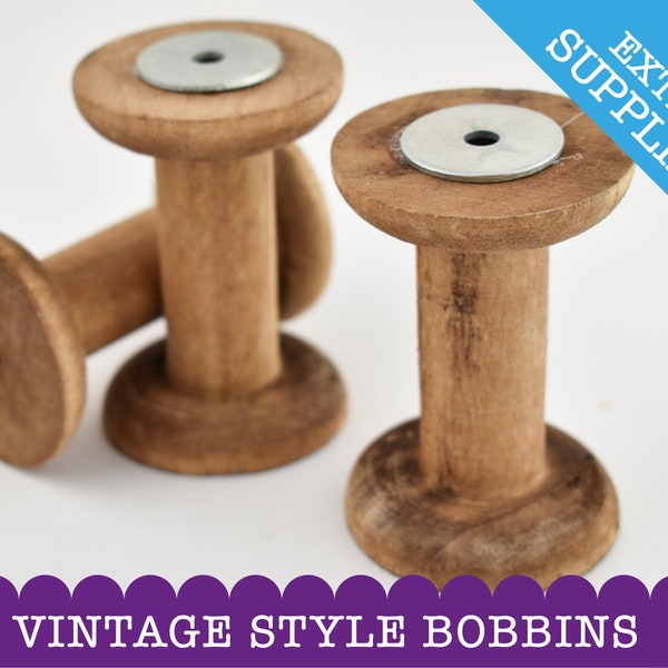 eine, zwei oder sechs Bobbins im Vintage Stil | Vintage Garnrolle | Vintage Stoffhaspel für Pinnie Maus