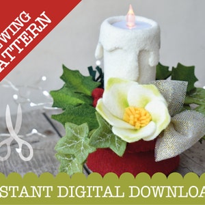 Winter Blooms - A PDF digital download sewing pattern to make a light up candle display with seasonal felt foliage!