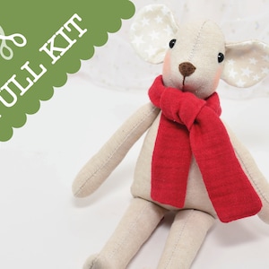 Merry the Christ-mouse - A quality sewing kit to make a loveable linen mouse who loves to play dress up!