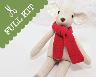 Merry the Christ-mouse - A quality sewing kit to make a loveable linen mouse who loves to play dress up!