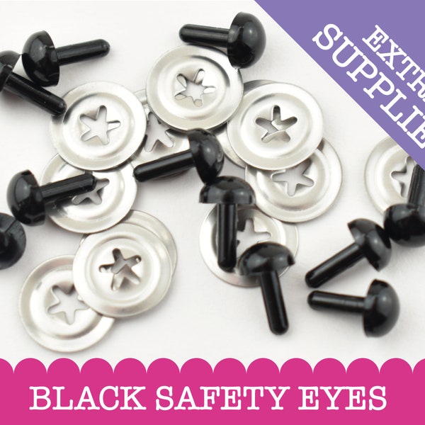 Solid Black Safety Eyes, Toy eyes, Teddy eyes, Bear Eyes, Bunny Eyes