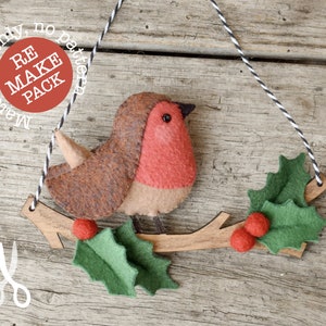 Felt Robin Decoration | When Robins Appear - Materials Only Pack | Bluetit | Christmas decorations | Loved ones keepsake | Holiday ornament