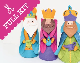 We three Kings - A quality sewing kit to make three king figures as a Christmas decoration