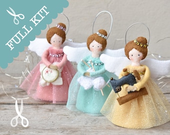 Heavenly Hosts  - Stitch three adorable angels for your table or tree | Cracker alternative | Tree decoration