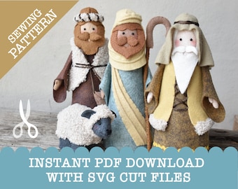 While Shepherds Watch - PDF Sewing pattern | SVG Files | Felt Nativity | Christmas decorations
