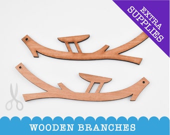 Two or Six Wooden Branches | When Robins Appear | Branch for Robin or Bluetit | Laser cut wooden branch