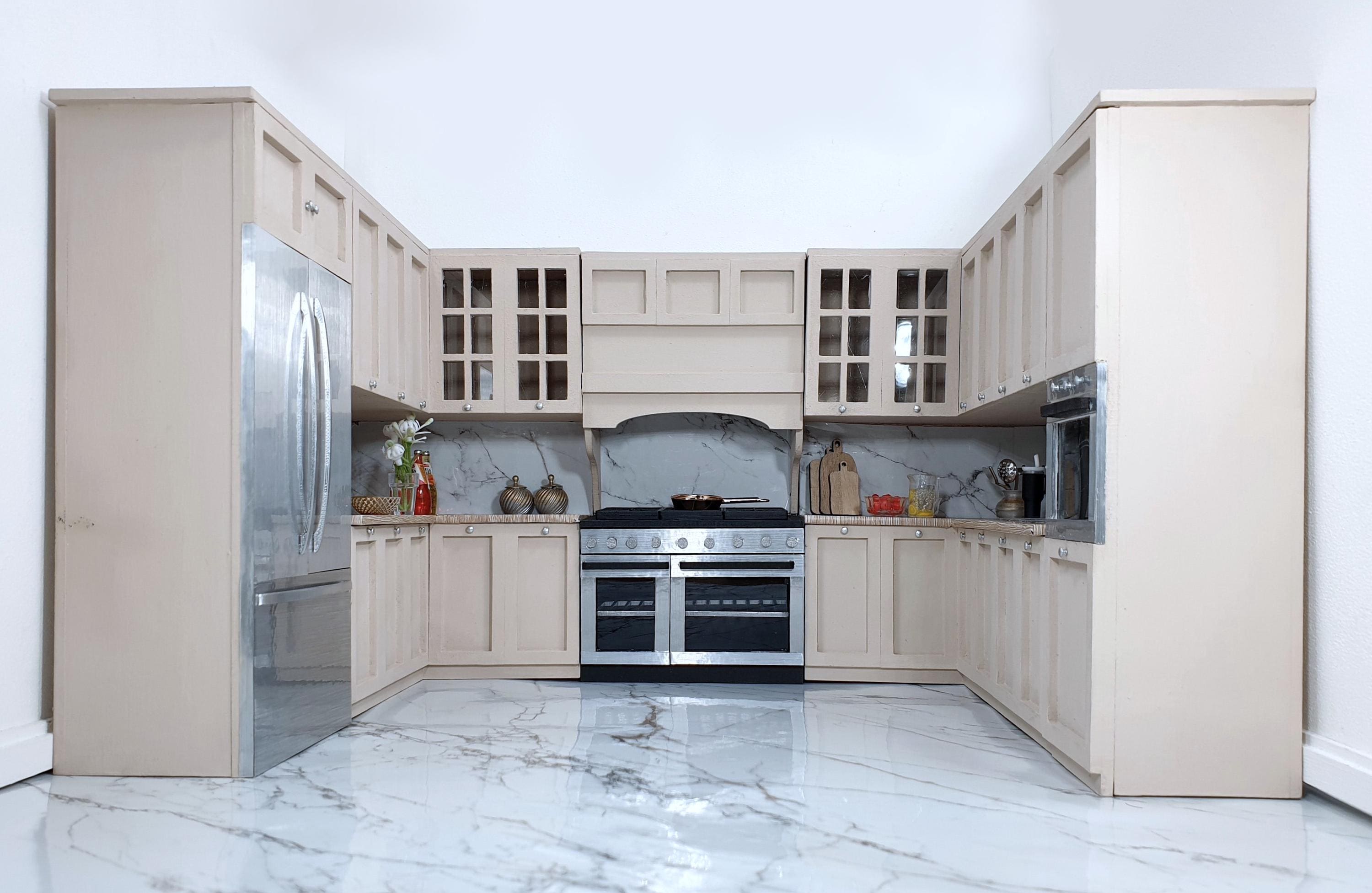 1:12 Scale Modern Dollhouse Miniature Kitchen (DIY Kit)