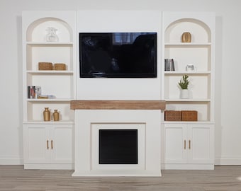 1:12 Scale Modern Dollhouse Miniature Fireplace Wall Shelving Unit