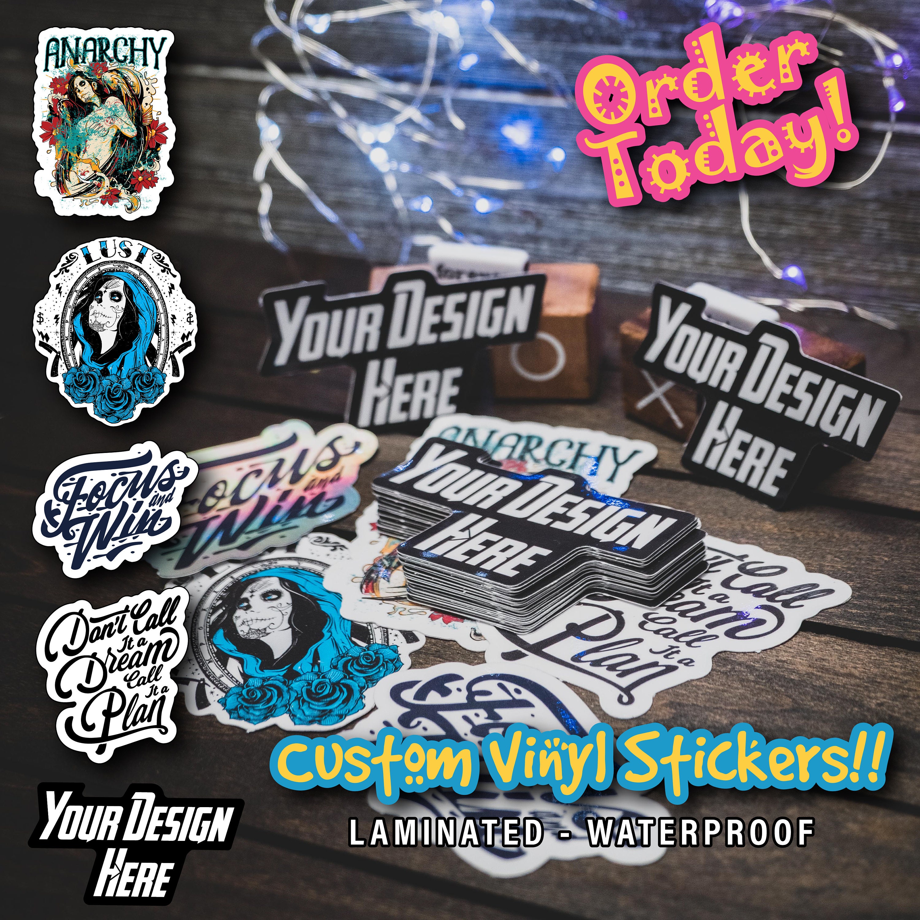 Stickers Waterproof stickers Logo stickers Die cut stickers Custom
