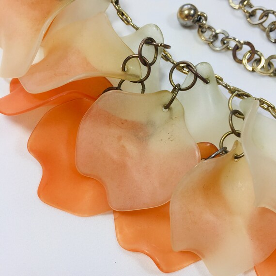 Women's orange/white plastic/chain necklace BOHO … - image 2
