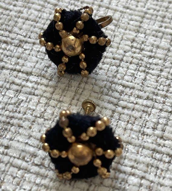 Black/gold screw back earrings Hand made earrings… - image 1