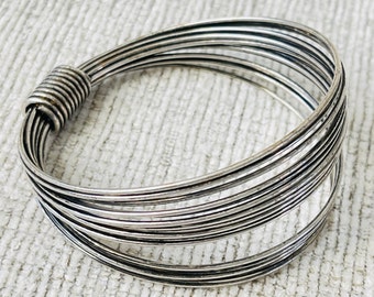 Metal Bracelet Silver/black bracelet Twisted from silver wire bracelet