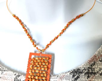 Orange chocker Seed beaded necklace Handmade chocker