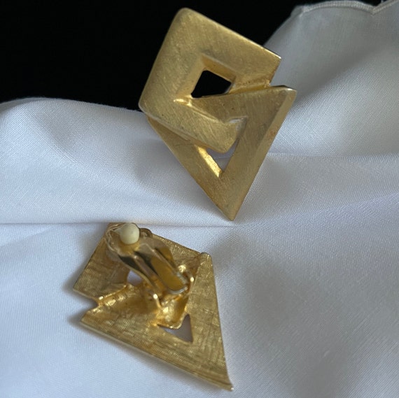 Gold clip-on earrings Triangle clip-on earrings G… - image 7