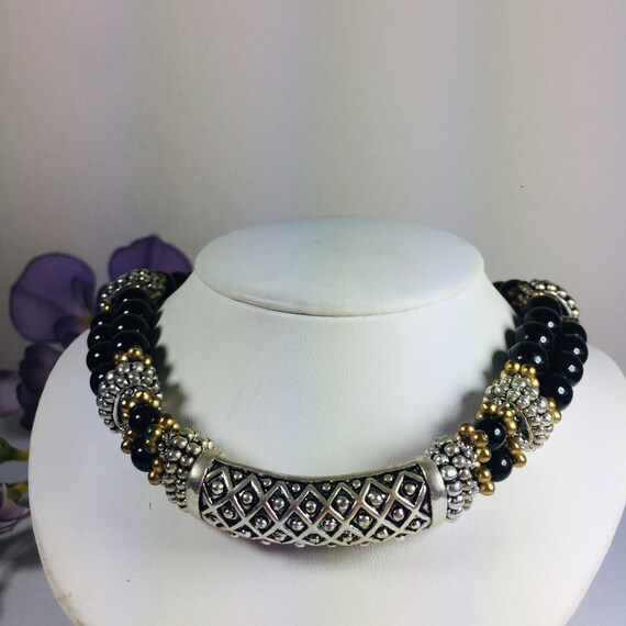 Vintage silver/black statement choker Women's sil… - image 5