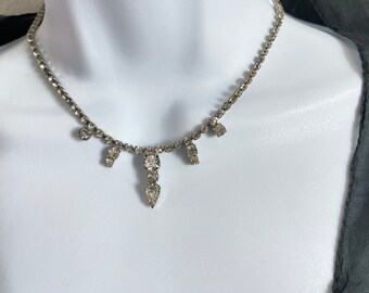 Rhinestone choker Clear crystal vintage costume necklace