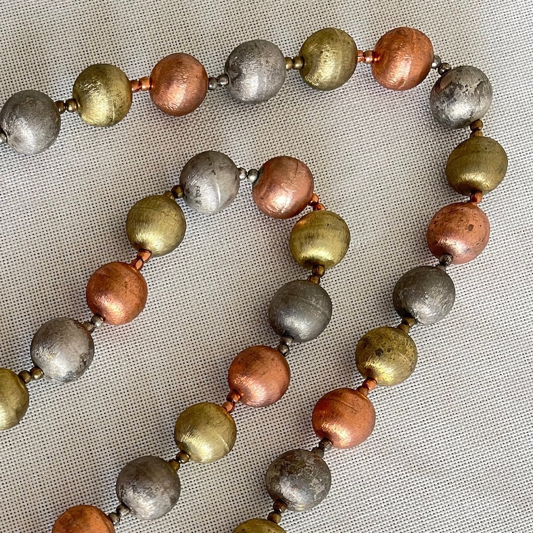 Metal Necklace Brass Beads Necklace Gold/bronze Long Necklace Women's