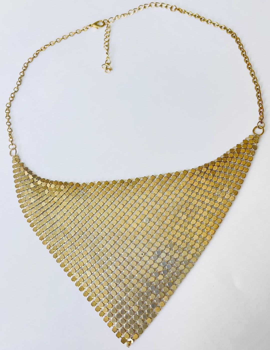 Gold Triangular Chain Gold Tone Chain Gold Metal Triangle Necklace Vintage Chain Necklace ...