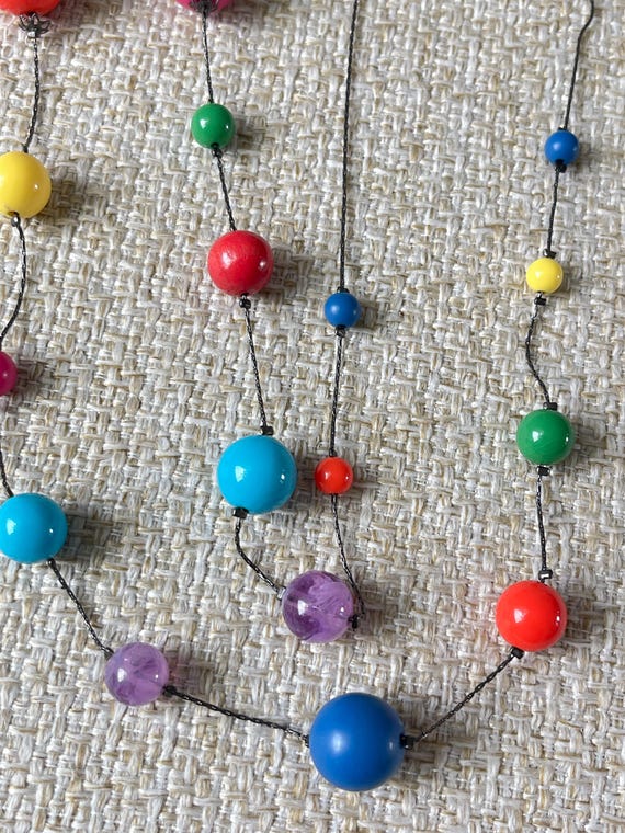 Multicolor necklace Statement beads necklace Colo… - image 5