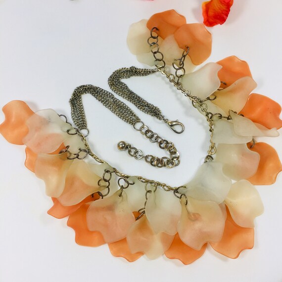 Women's orange/white plastic/chain necklace BOHO … - image 8