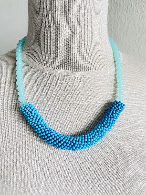 Blue necklace Acrylic light necklace - image 1