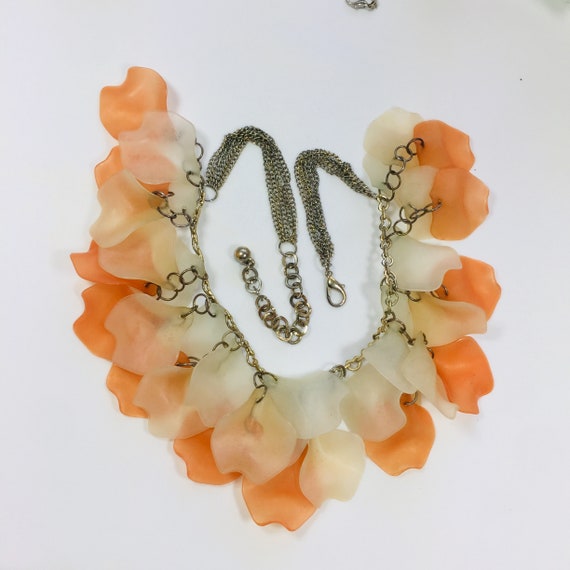 Women's orange/white plastic/chain necklace BOHO … - image 6