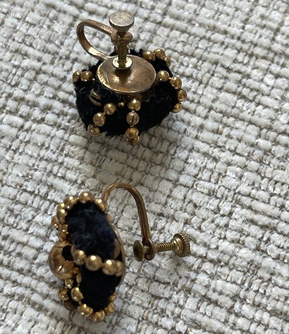 Black/gold screw back earrings Hand made earrings… - image 5