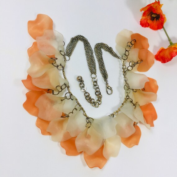 Women's orange/white plastic/chain necklace BOHO … - image 9