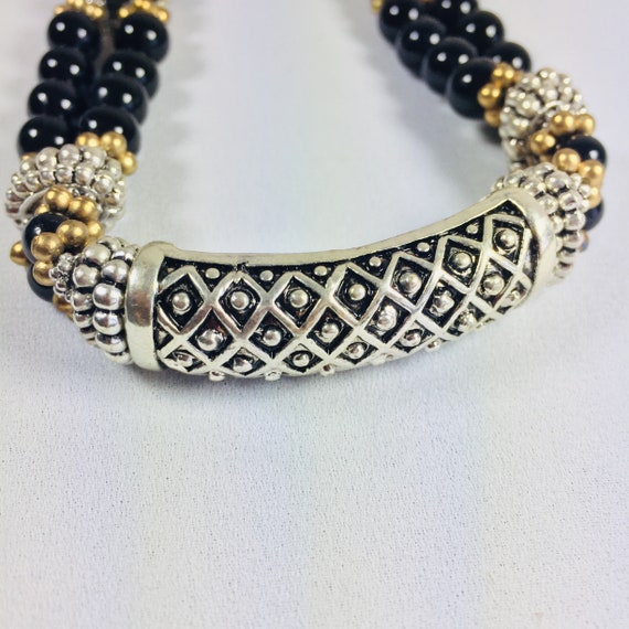 Vintage silver/black statement choker Women's sil… - image 7