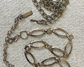 Vintage Women Metal Chain Belt Silver Tone Accessories - Etsy