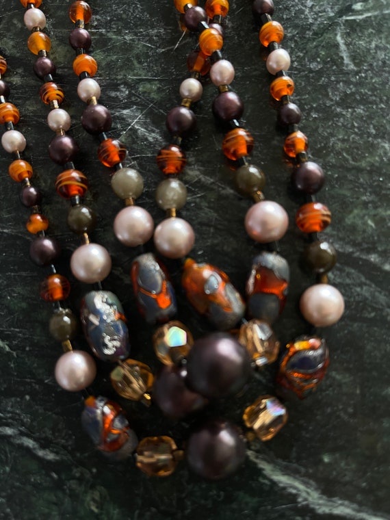 Brown choker Metal/glass beads choker - image 6
